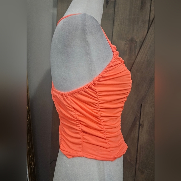 FREE PEOPLE FP Movement Shirr Enough Tank Neon Coral. Size Small NWT - Picture 8 of 9